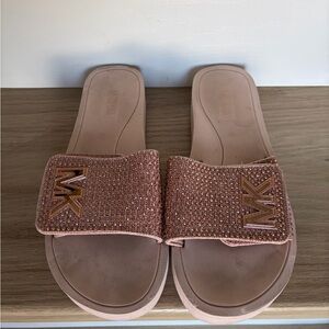 Michael Kors Glittering Pink Slide Sandals